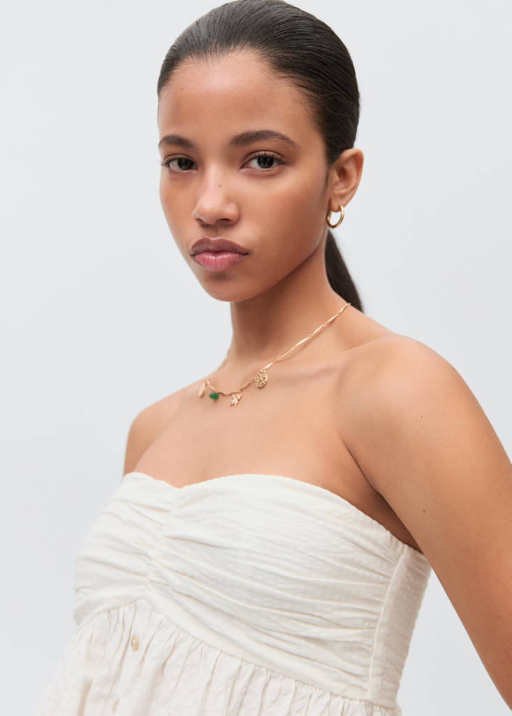 Ruched strapless top — Off White