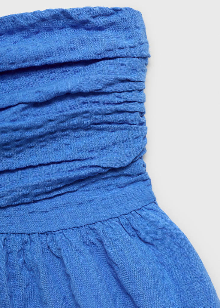 Ruched strapless top — Blue