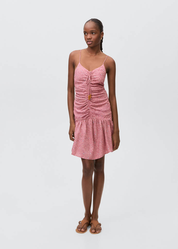 Printed ruched dress — Pink