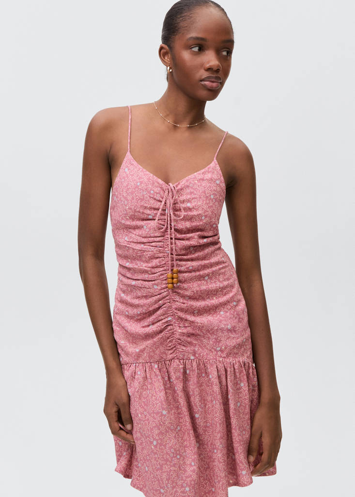 Printed ruched dress — Pink
