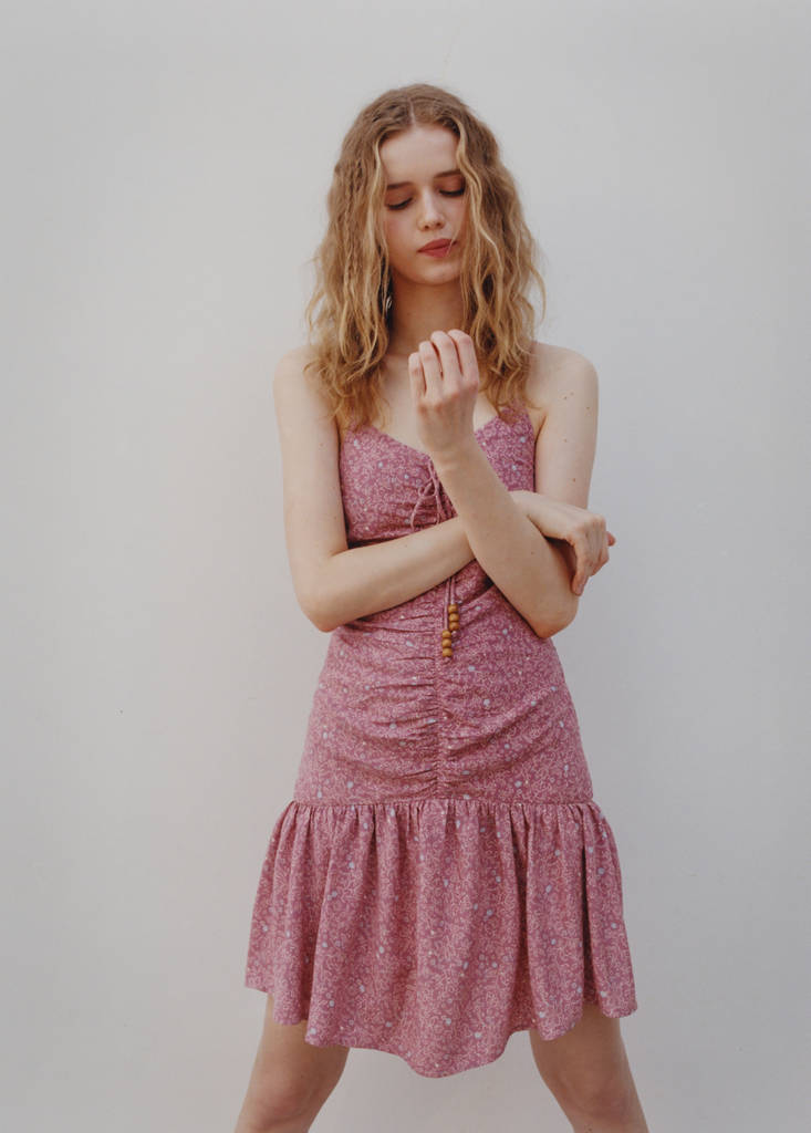 Printed ruched dress — Pink