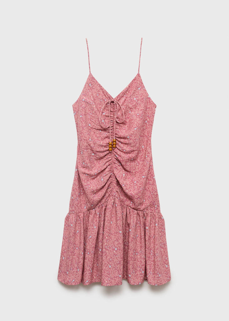Printed ruched dress — Pink
