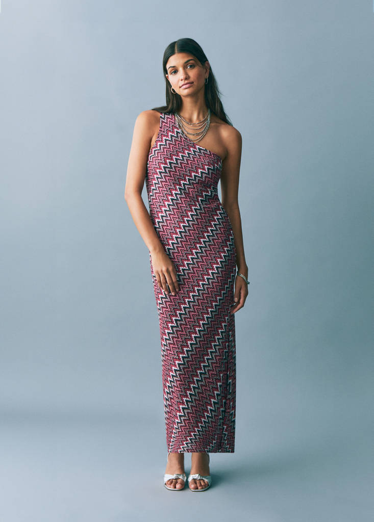 MANGO TEEN - Robe zigzag lurex rouge - M - Fille Teen