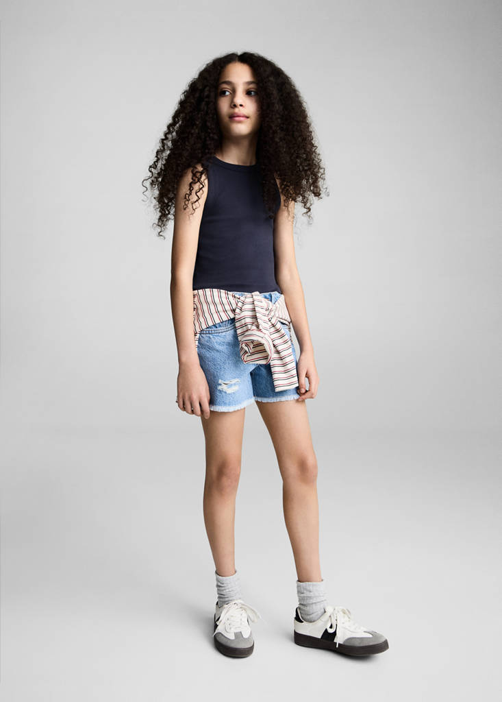Knitted cropped top — Dark Navy