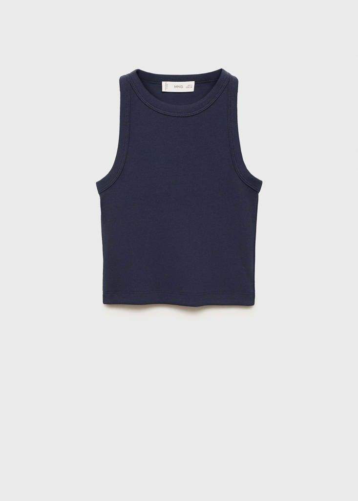 Knitted cropped top — Dark Navy