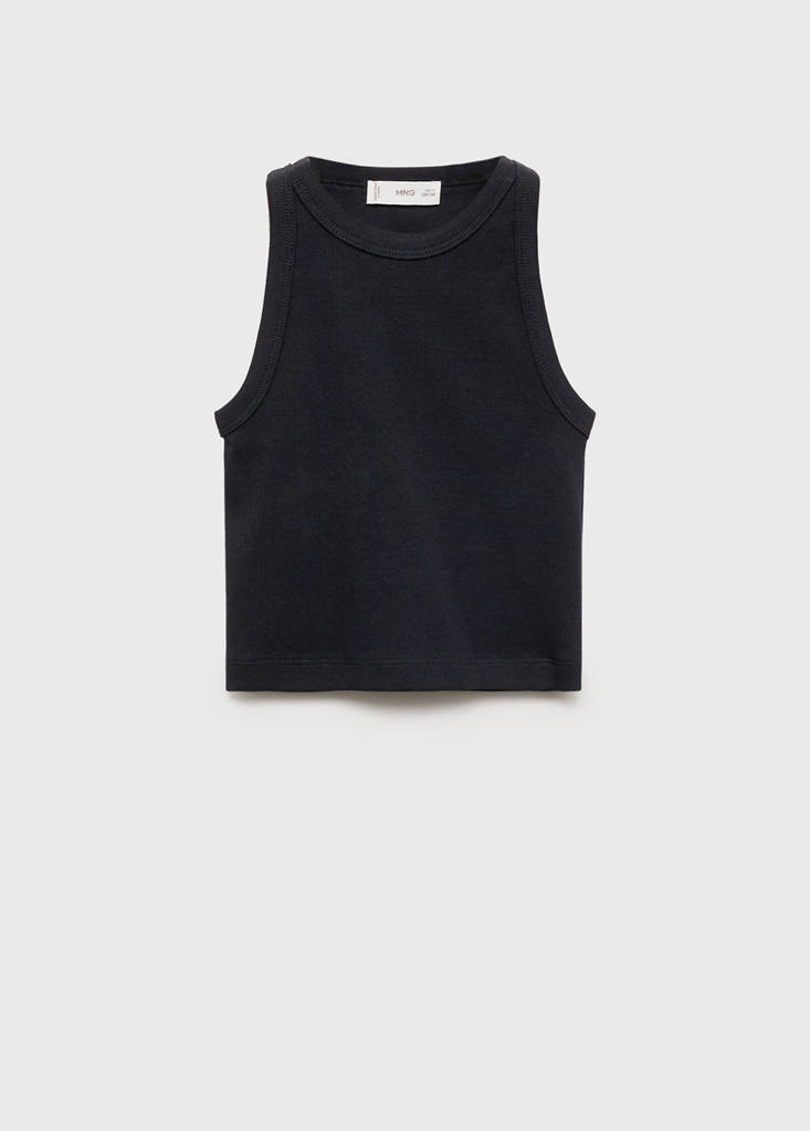 Knitted cropped top — Black