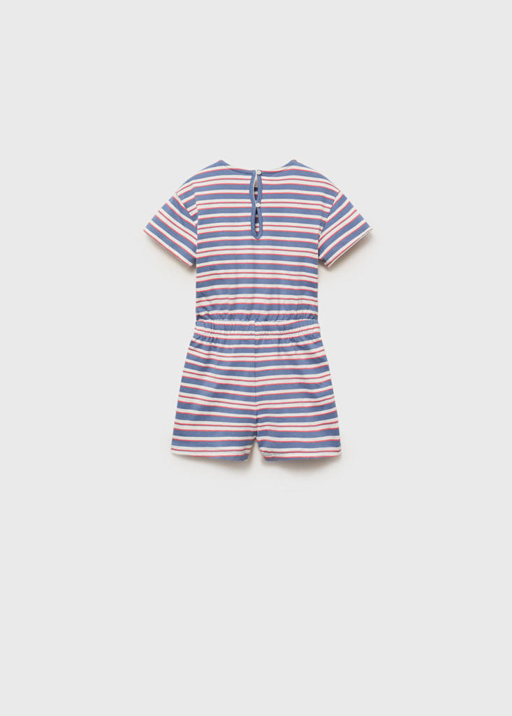 Short striped jumpsuit with drawstring — Dark Navy