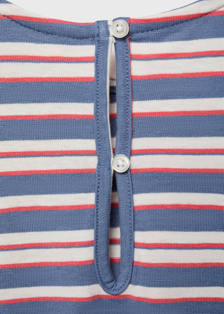 Short striped jumpsuit with drawstring — Dark Navy