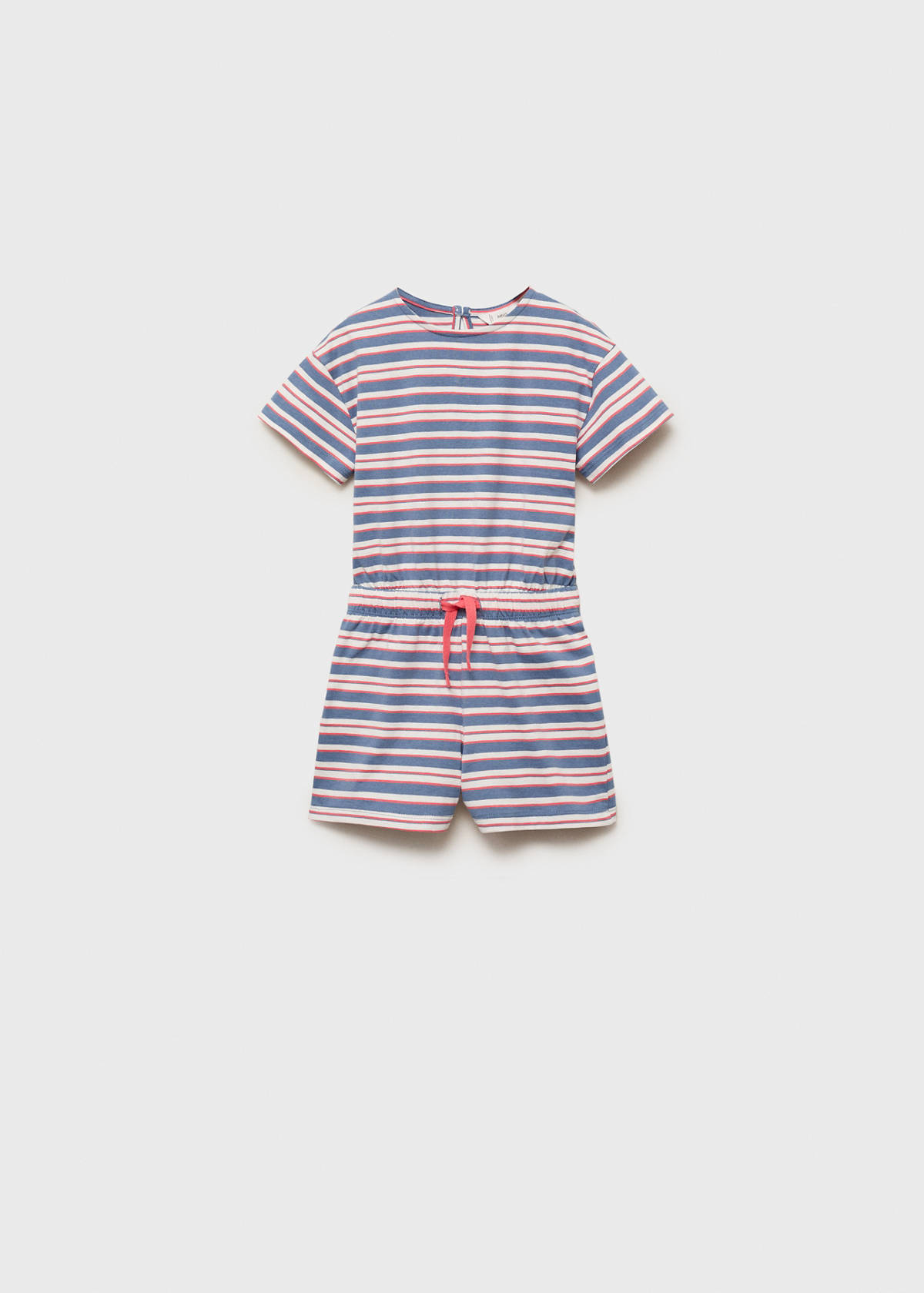 Short striped jumpsuit with drawstring — Dark Navy