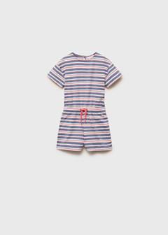 Short striped jumpsuit with drawstring — Dark Navy 2