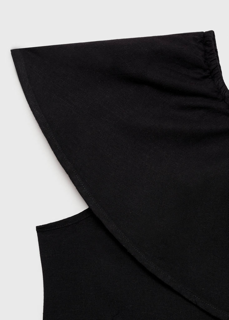 Ruffled linen dress — Black