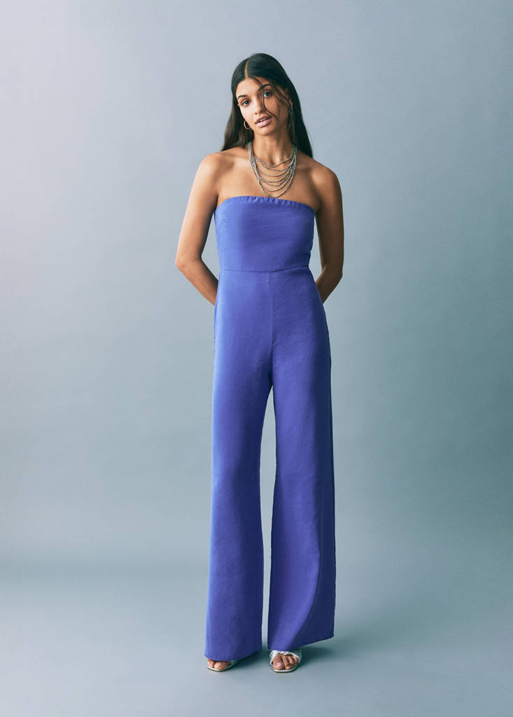 Long strapless jumpsuit — Vibrant blue