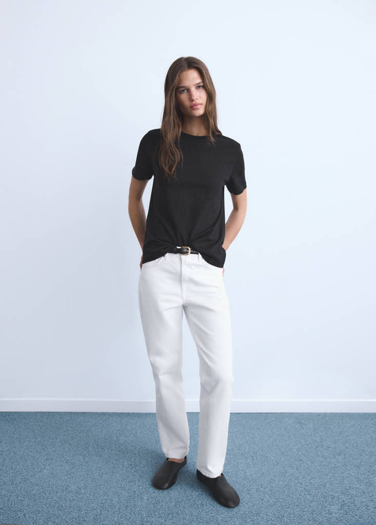 MANGO - Jean droit taille normale blanc - 34