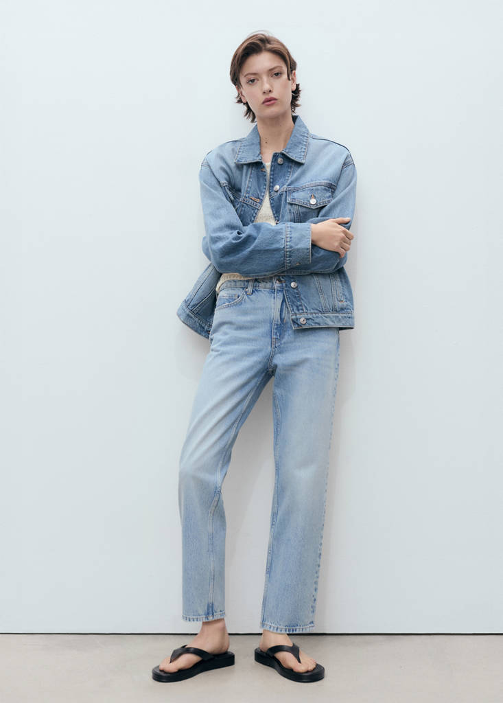 Mid-rise straight jeans — Medium Blue