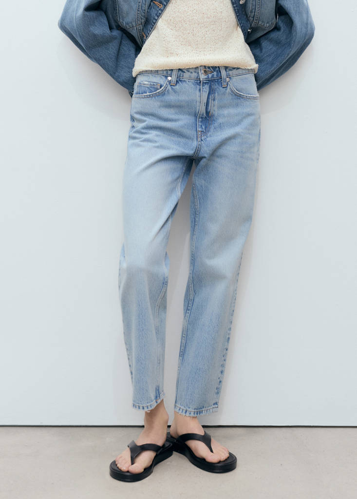 Mid-rise straight jeans — Medium Blue