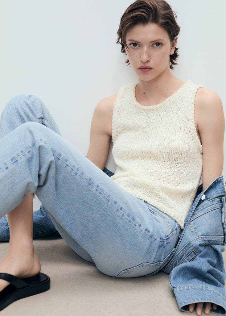 Mid-rise straight jeans — Medium Blue