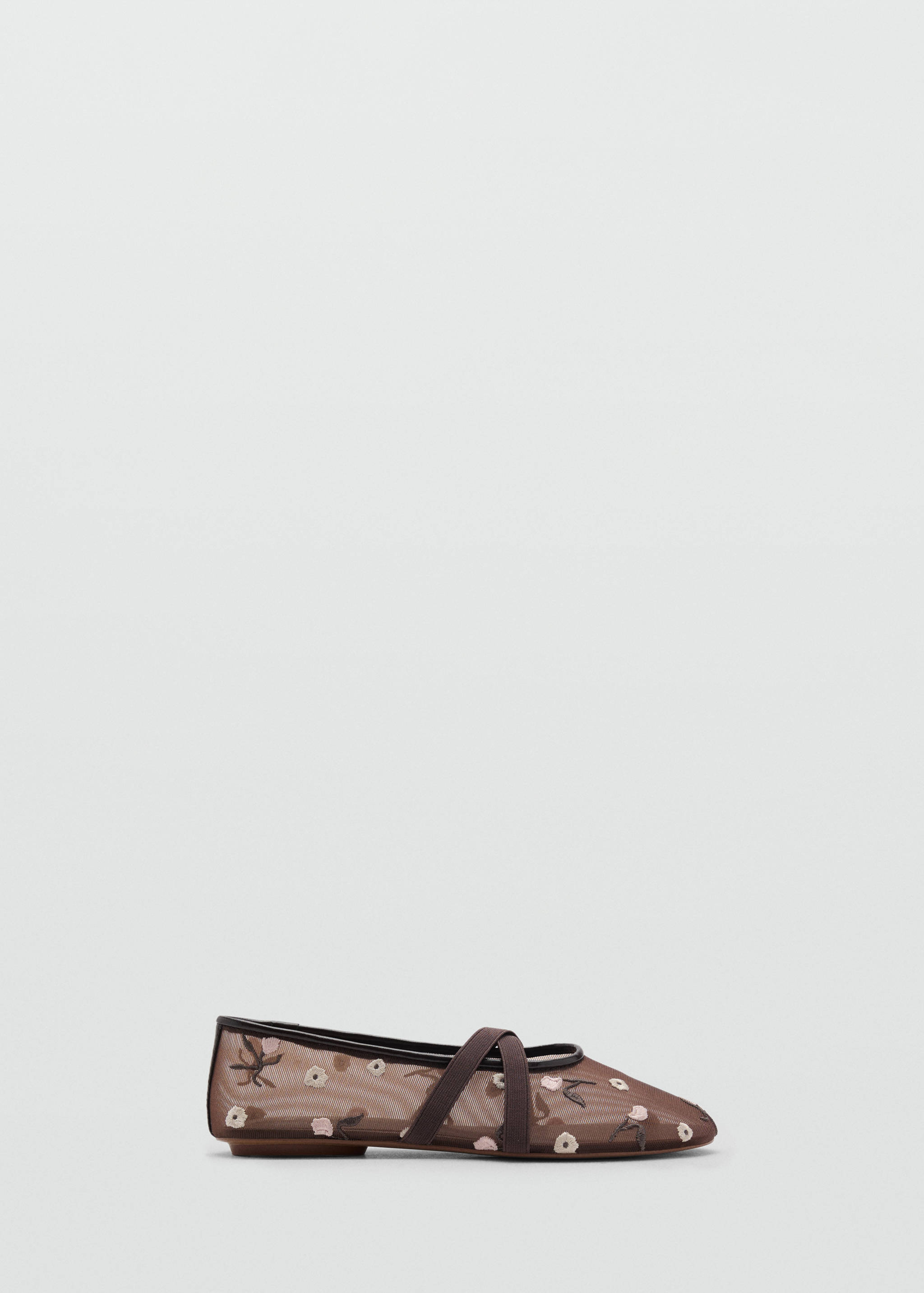 Ballerina flats with cross straps with embroidered flowers - Article without model
