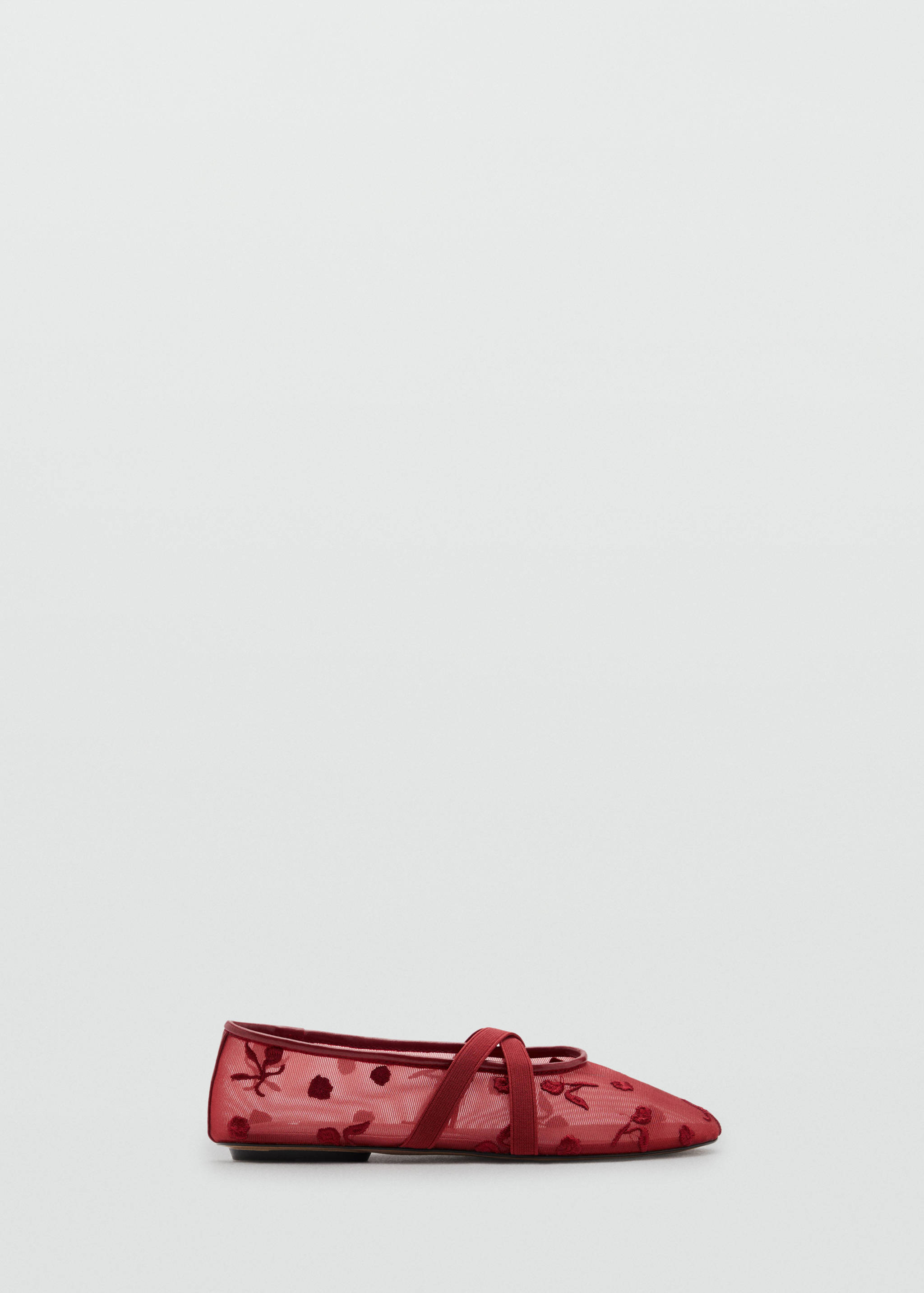 Ballerina flats with cross straps with embroidered flowers - Article without model