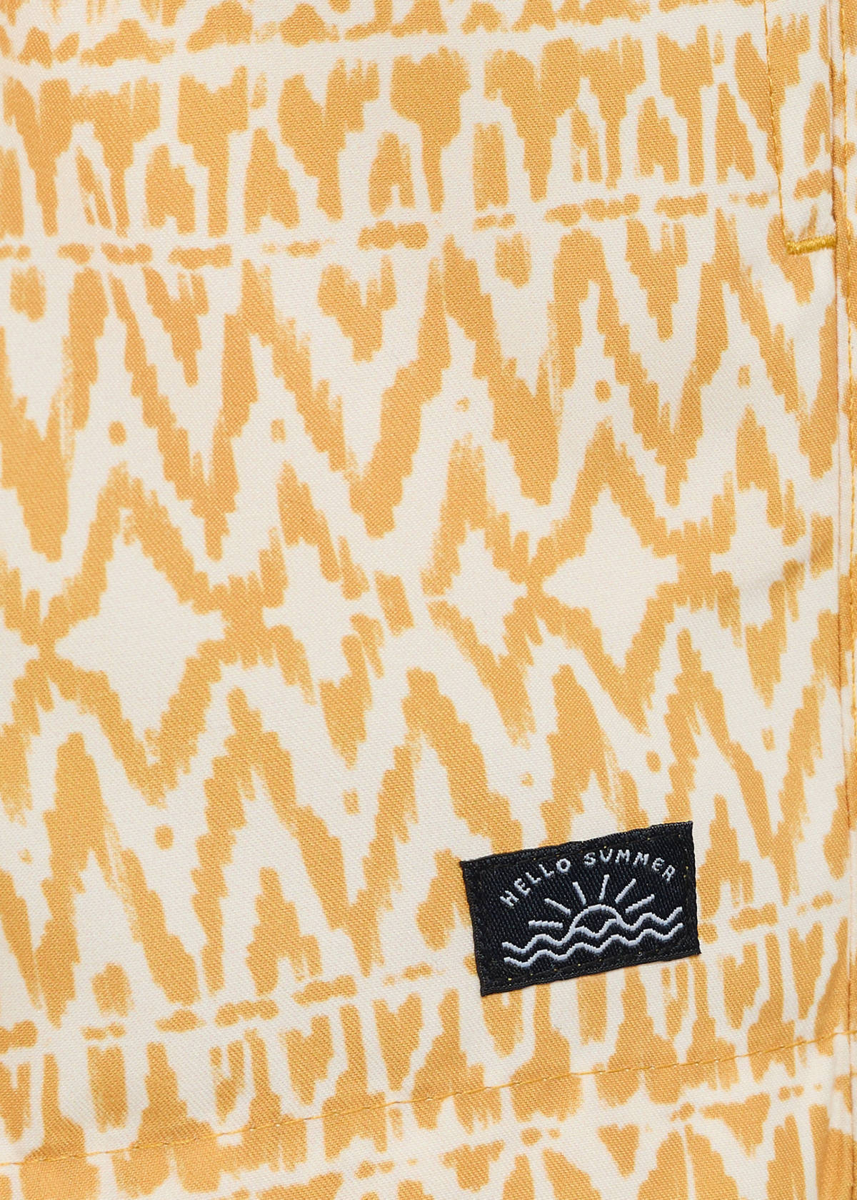 Printed swimsuit with drawstring — Mustard