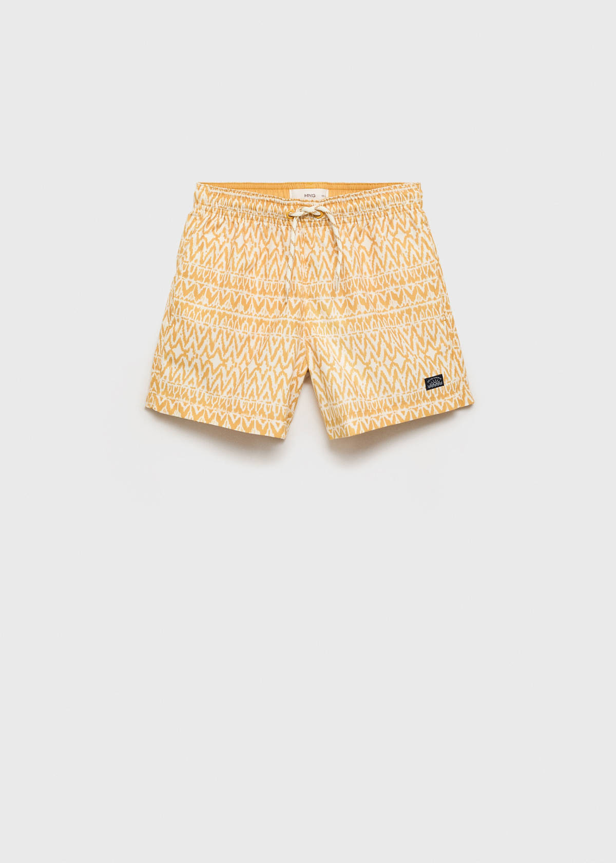 Printed swimsuit with drawstring — Mustard