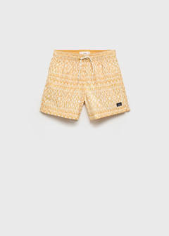 Printed swimsuit with drawstring — Mustard 7