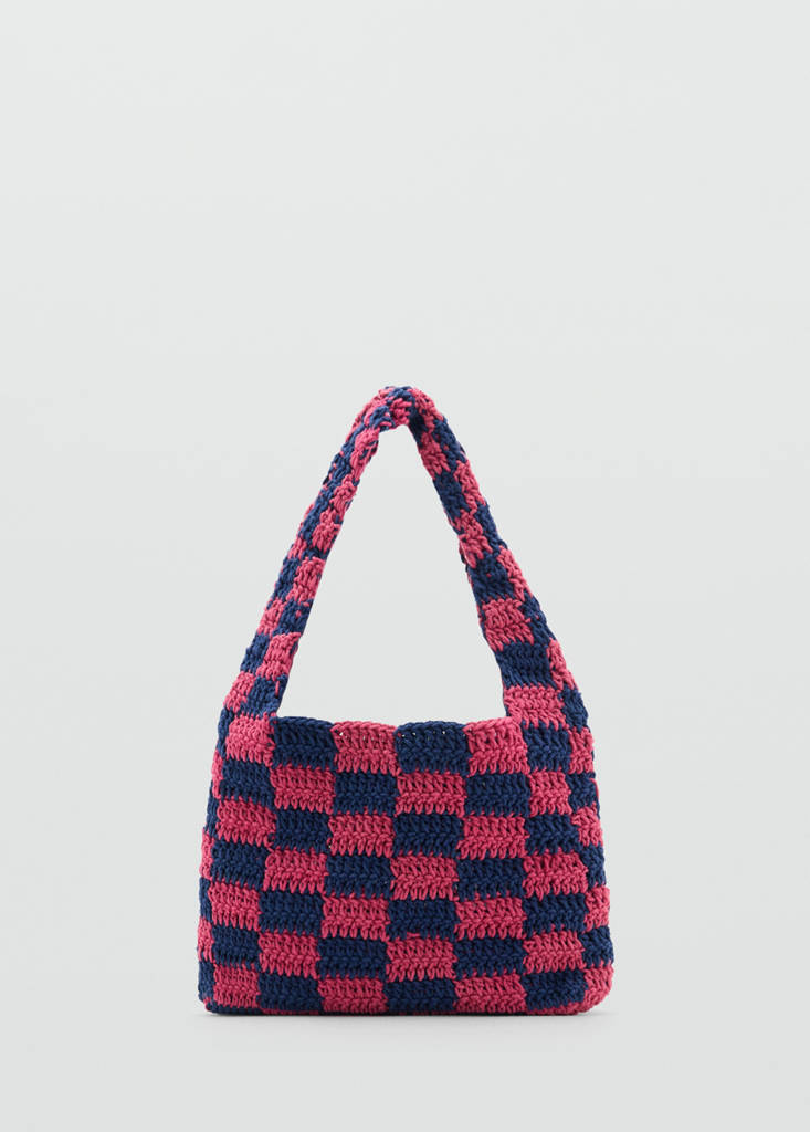 MANGO TEEN - Sac crochet carreaux fuchsia - Taille unique - Fille Teen