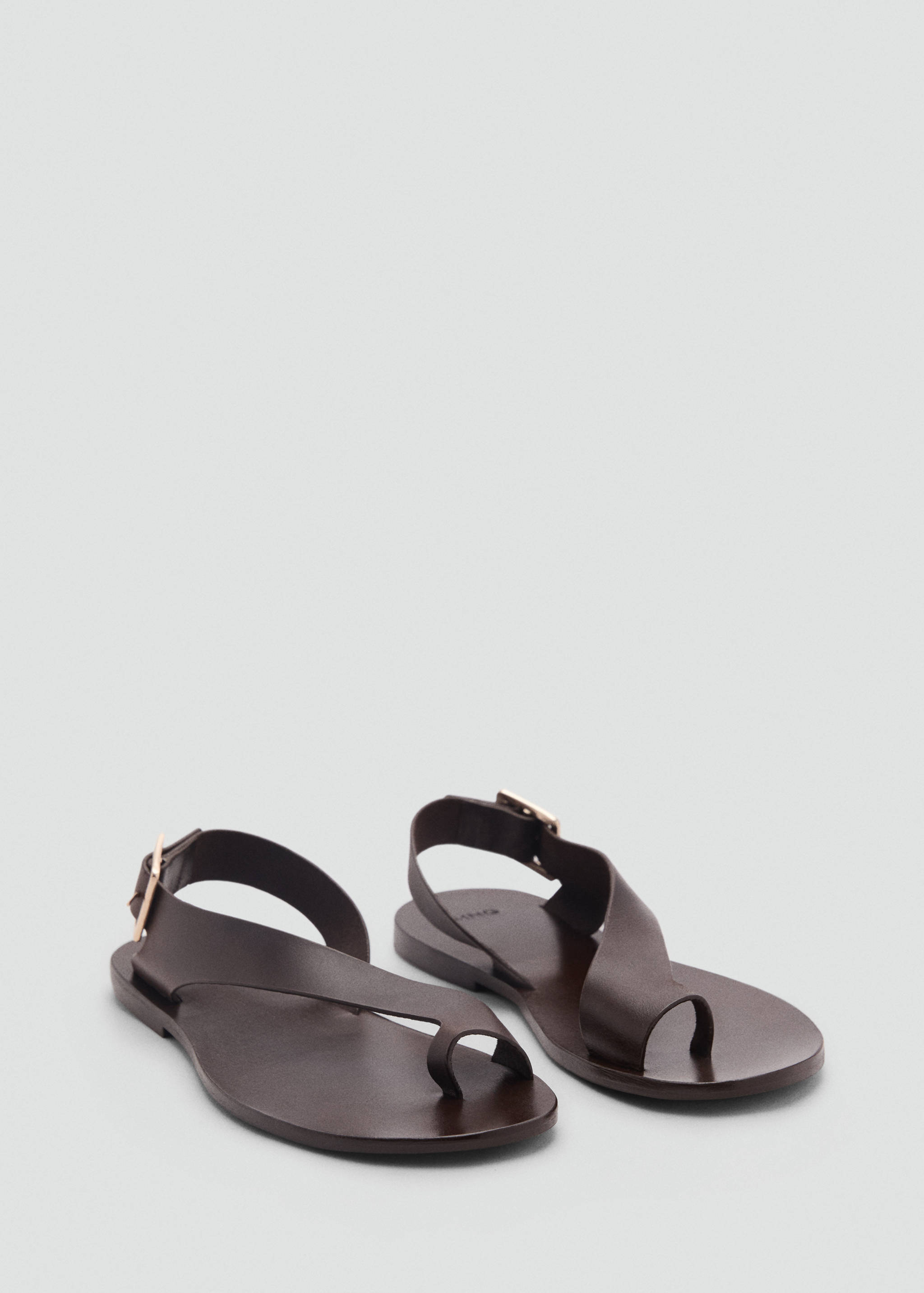 Leather sandals with cross strap - Medium plane