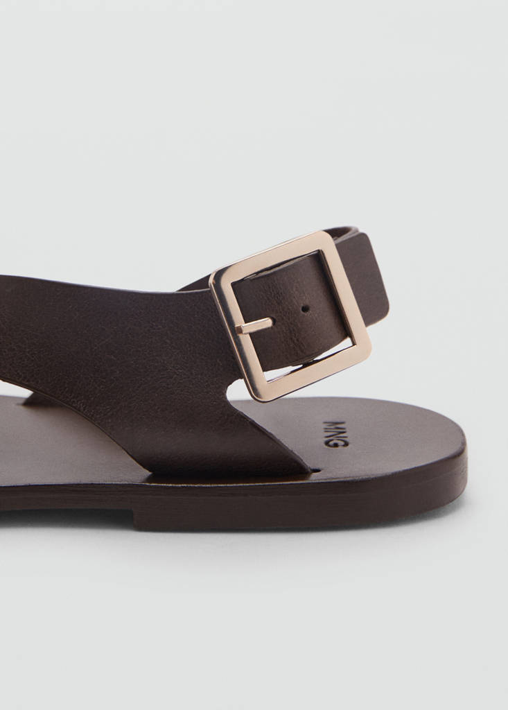 Leather sandals with cross strap — Chocolate