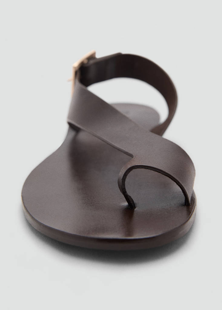Leather sandals with cross strap — Chocolate
