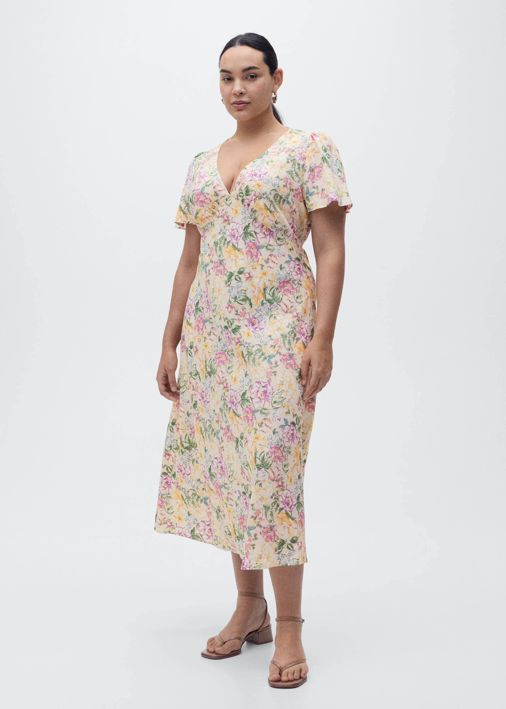 Floral linen-blend dress - Details of the article 3