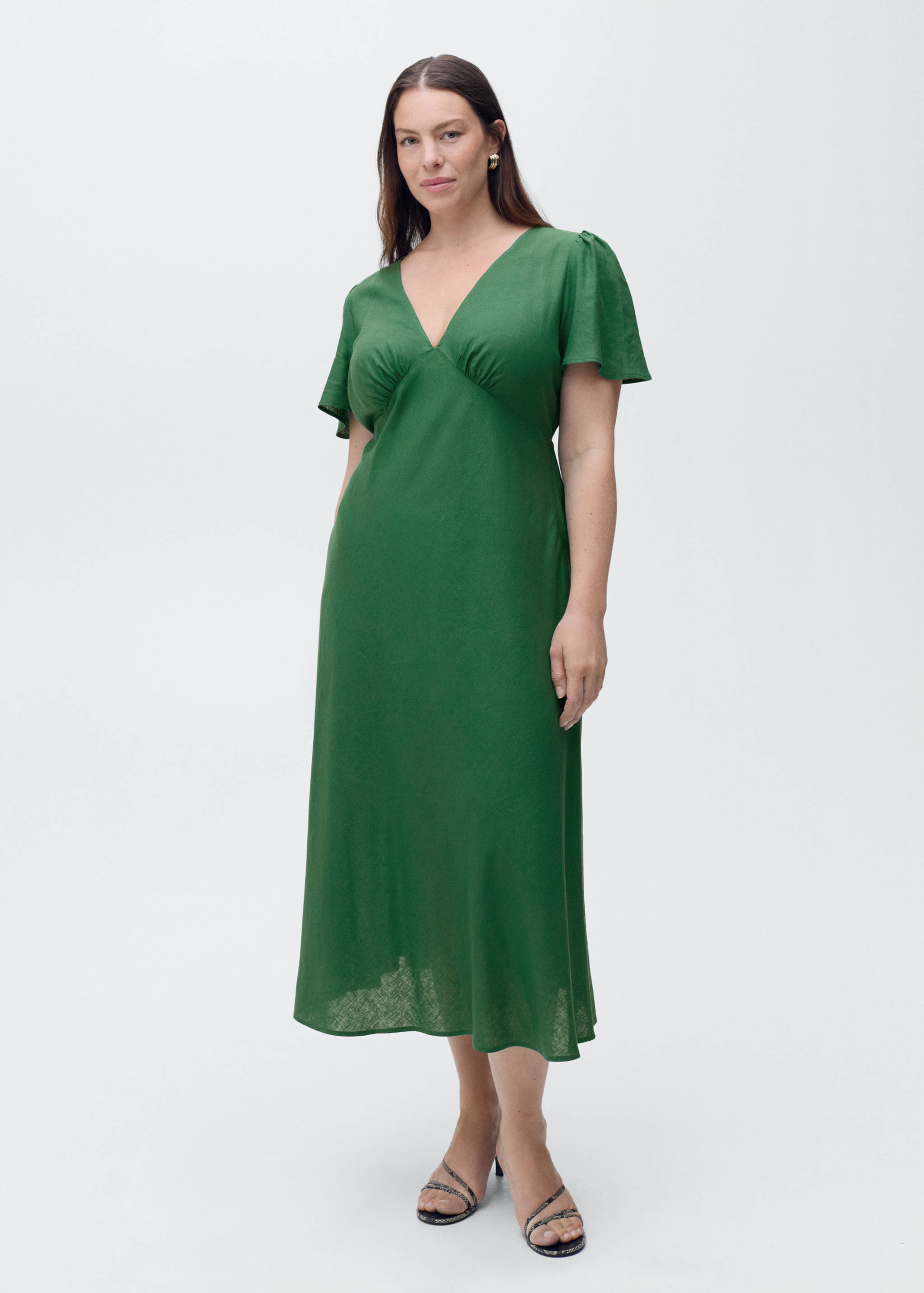 Floral linen-blend dress - Details of the article 3