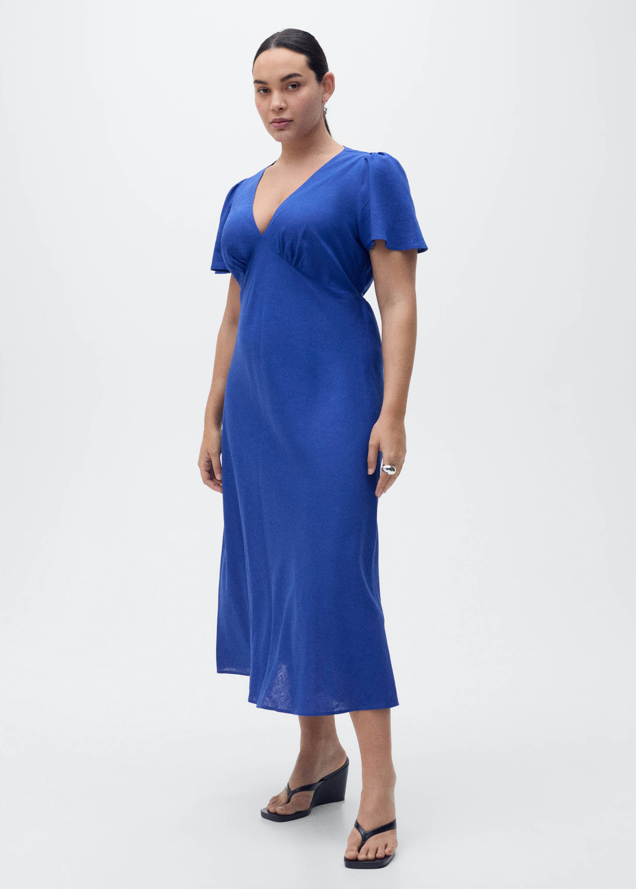 Floral linen-blend dress - Details of the article 3