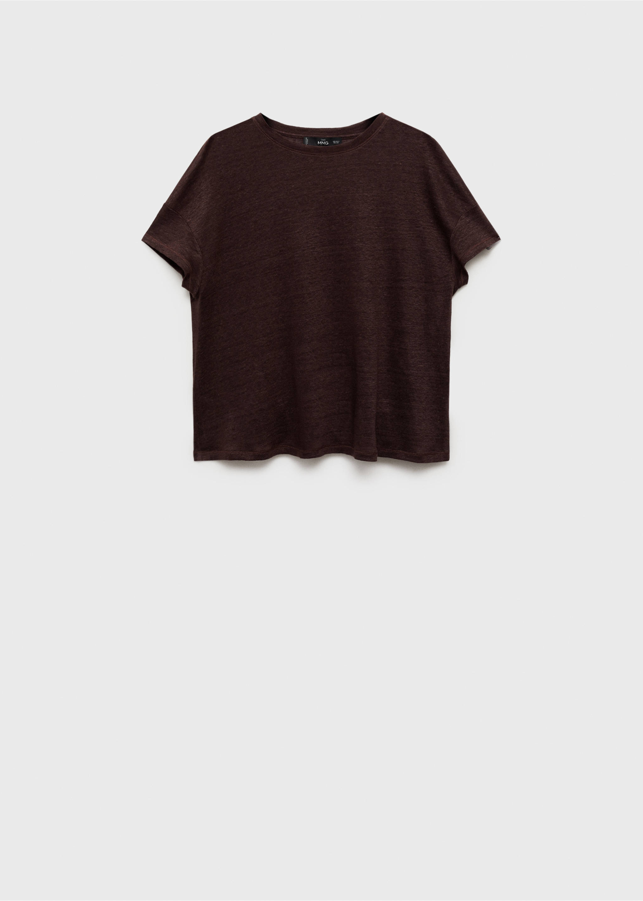 Short-sleeved linen t-shirt - Article without model, Brown. Ref: 87057167-00.
