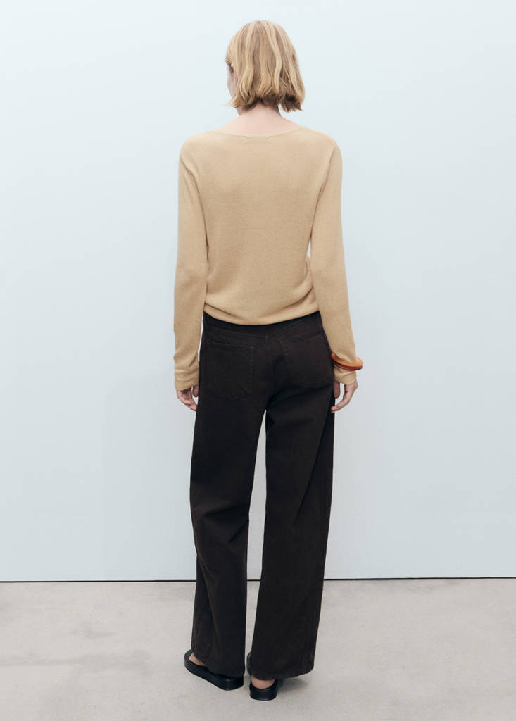 Linen-blend boat-neck sweater — Medium Brown