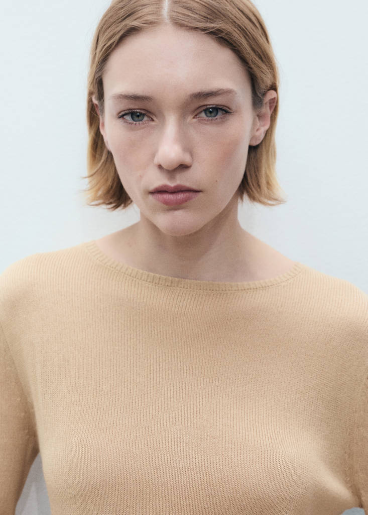 Linen-blend boat-neck sweater — Medium Brown