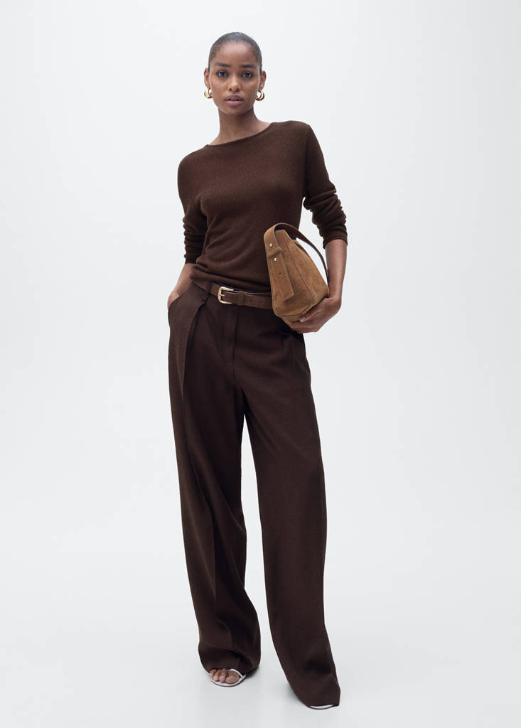 Linen-blend boat-neck sweater — Chocolate