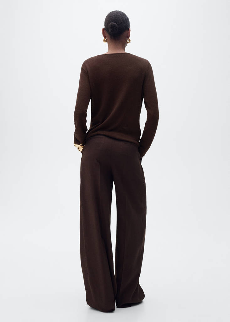 Linen-blend boat-neck sweater — Chocolate
