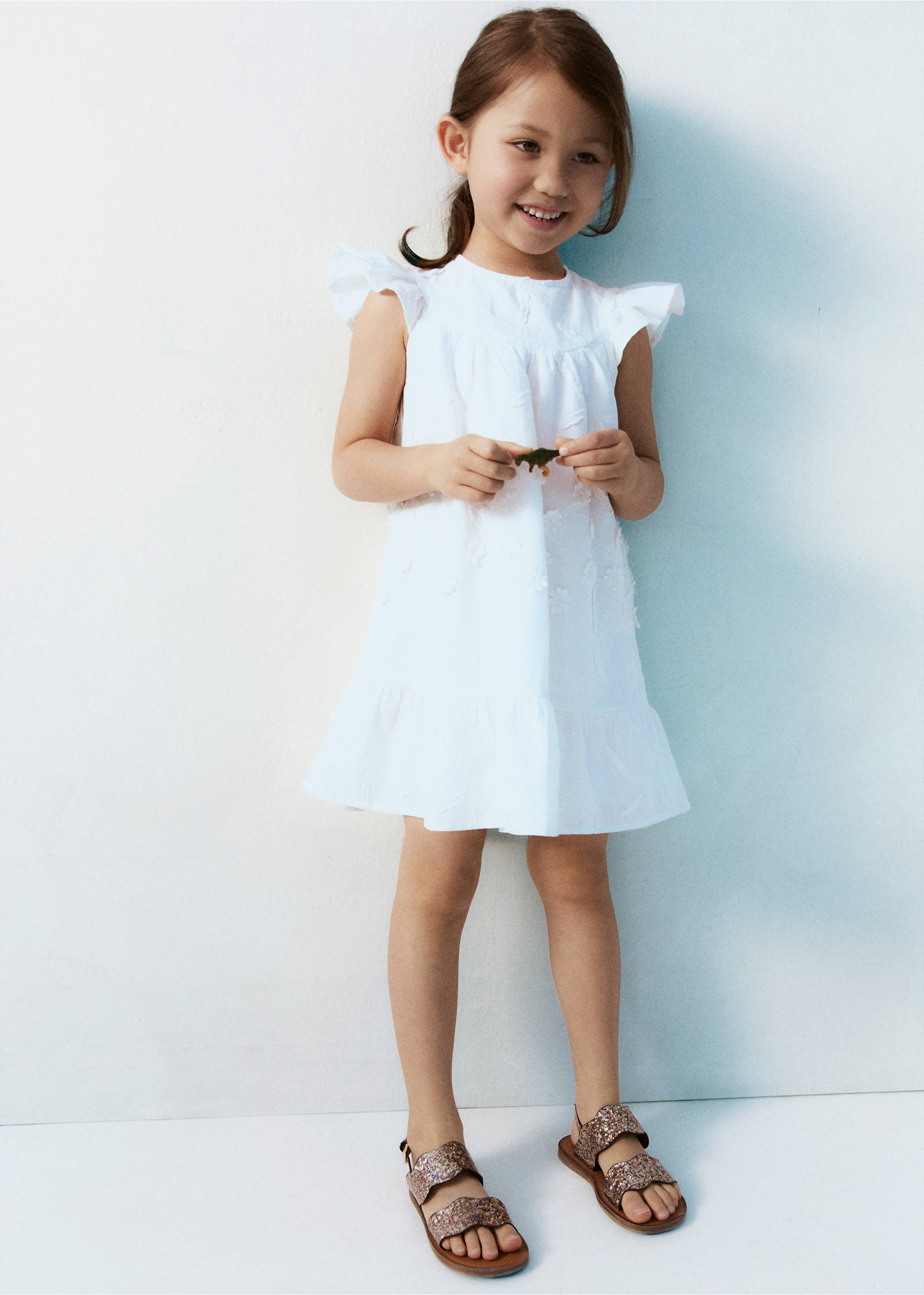 Floral embroidery dress - Details of the article 5, White. Ref: 87057170-00.