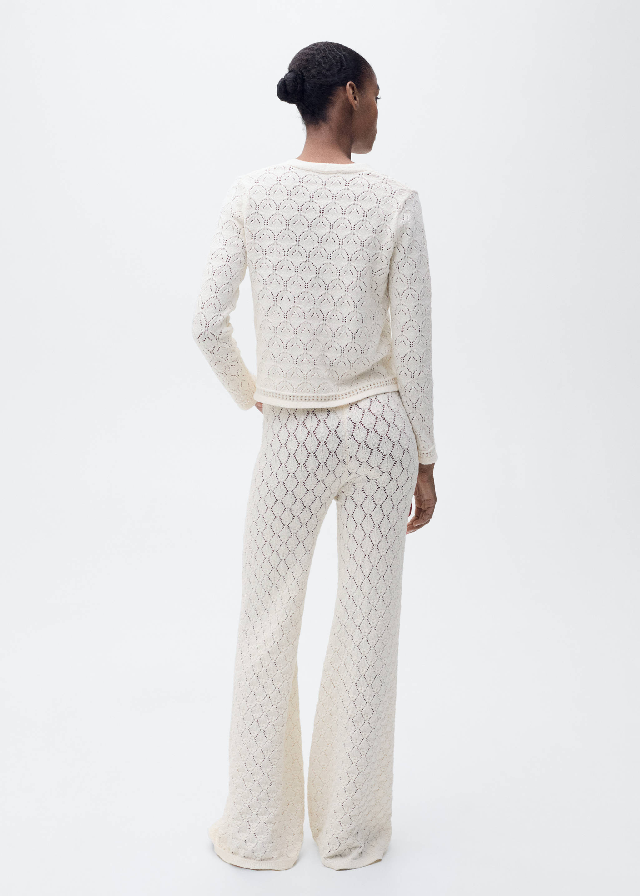 Straight-fit openwork knitted trousers - Reverse of the article