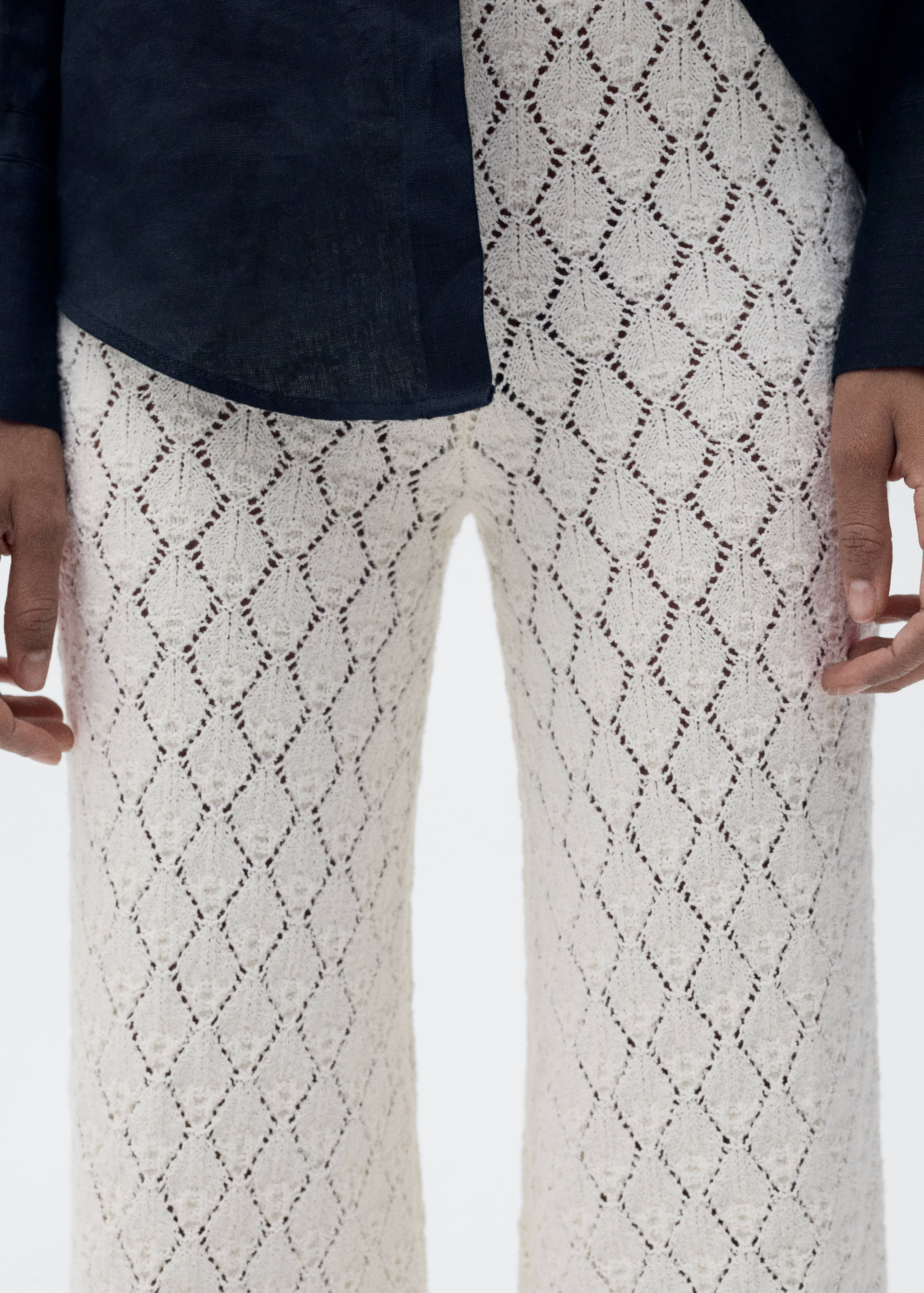 Straight-fit openwork knitted trousers - Details of the article 6