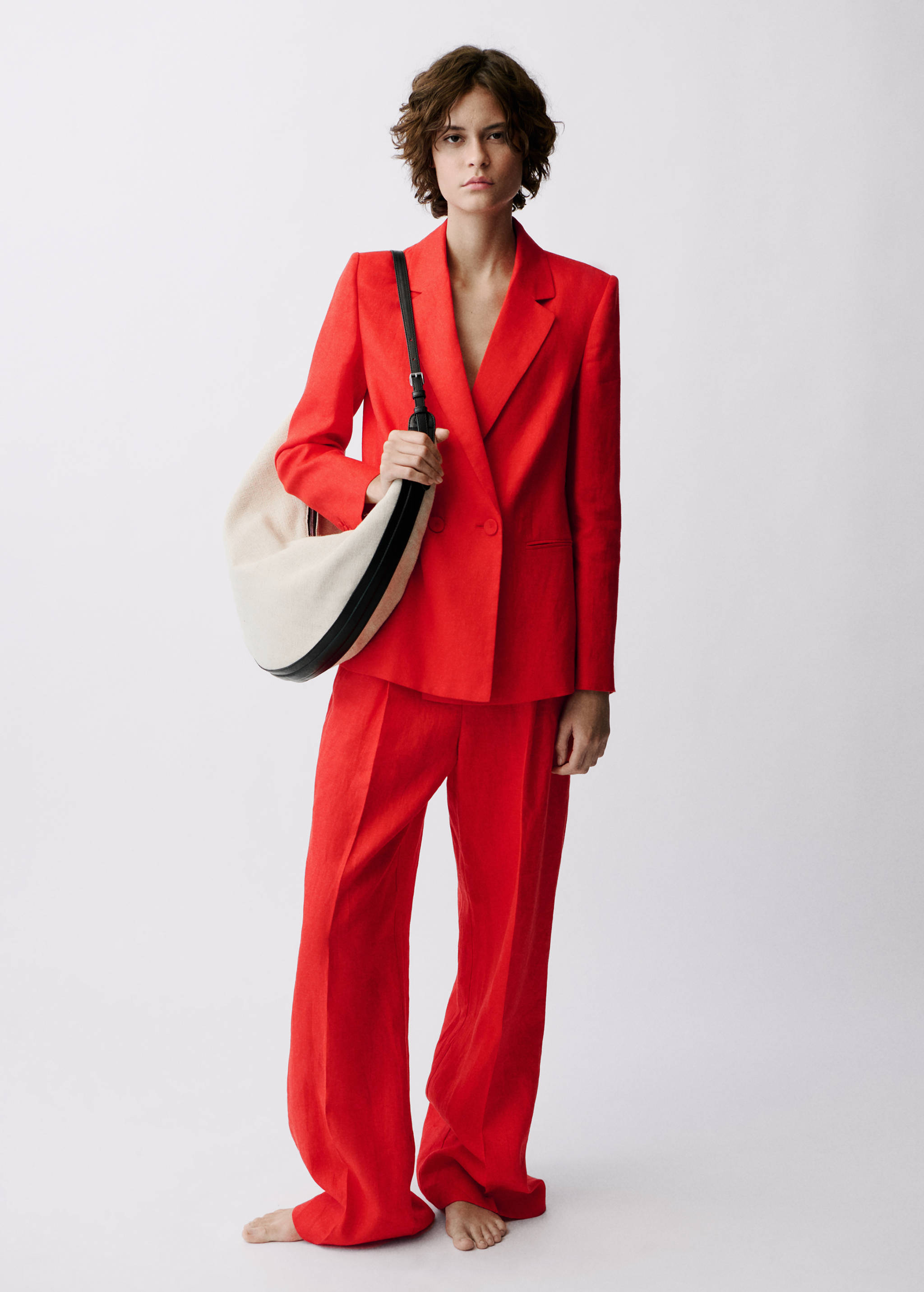 Blazer costume lin double boutonnage - Plan général