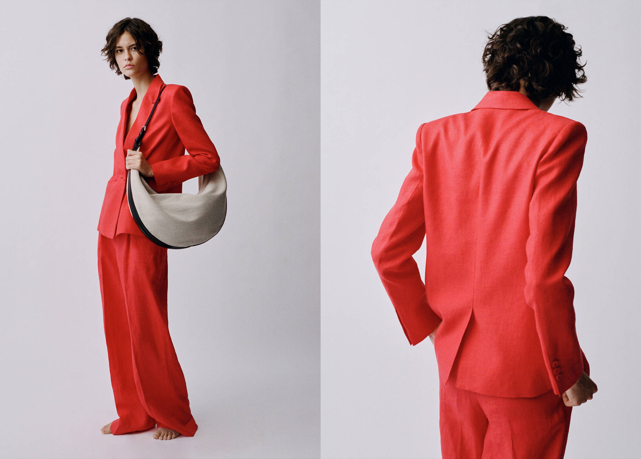 Double-breasted linen suit jacket - Panoramic plane