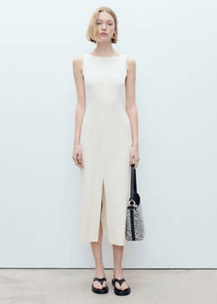 Boat-neck knitted dress — Ecru 2