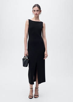 Boat-neck knitted dress — Black 2