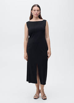 Boat-neck knitted dress — Black 5