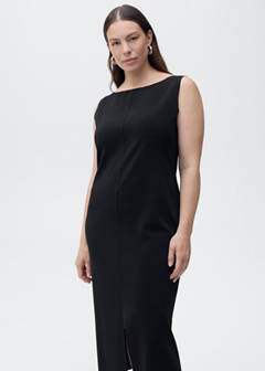 Boat-neck knitted dress — Black 7