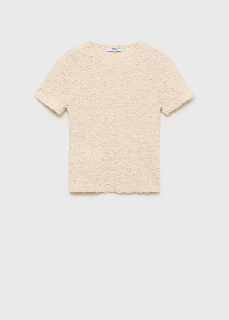 Textured cotton-blend t-shirt — Ecru