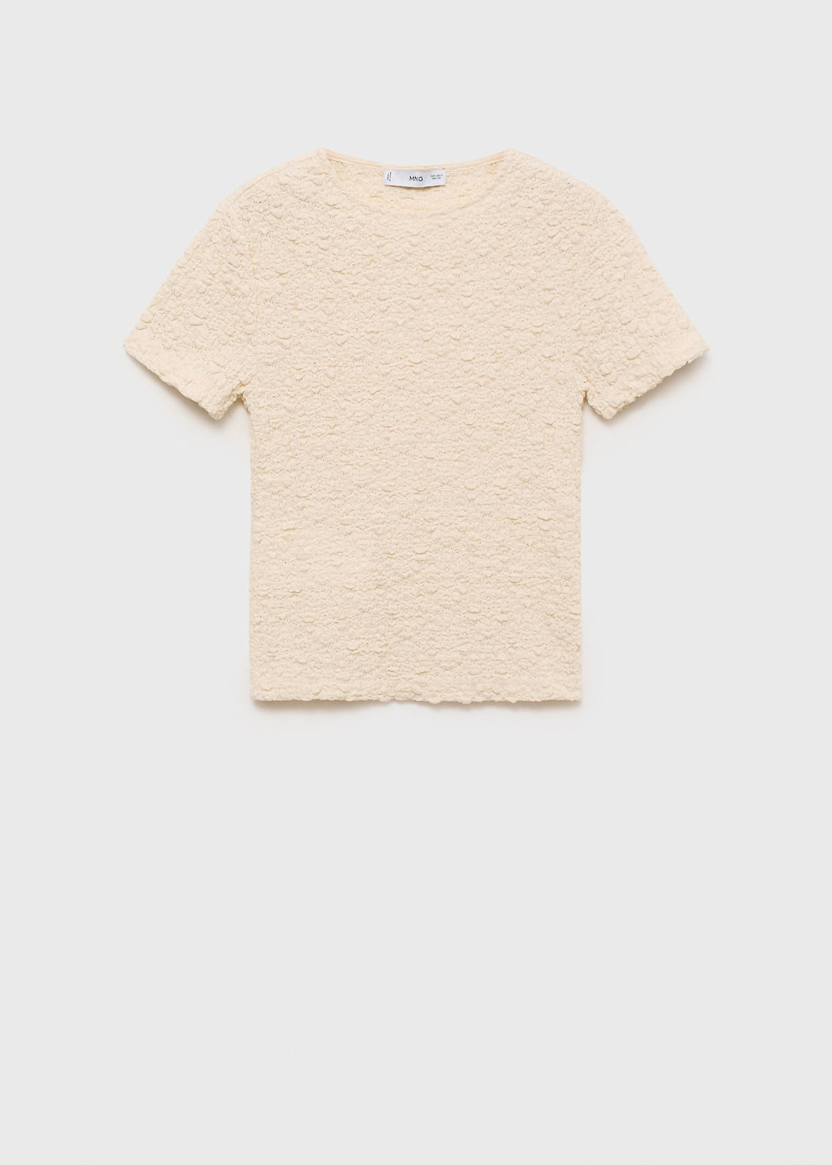 Textured cotton-blend t-shirt — Ecru