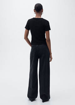 Textured cotton-blend t-shirt — Black 3