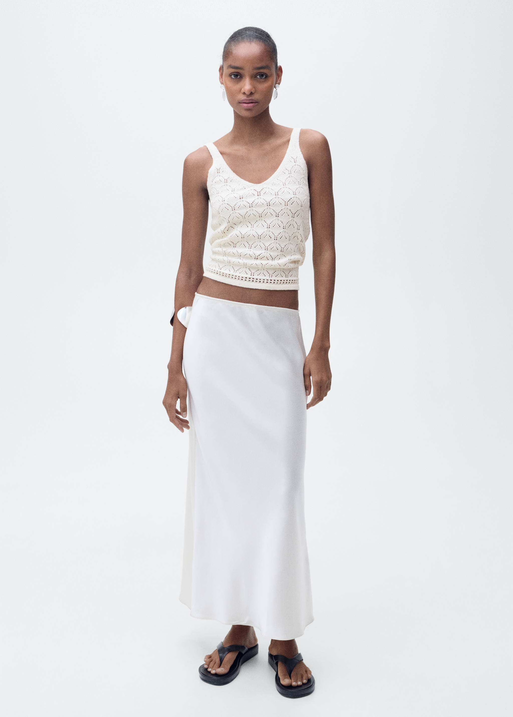 Openwork details knit top - General plane